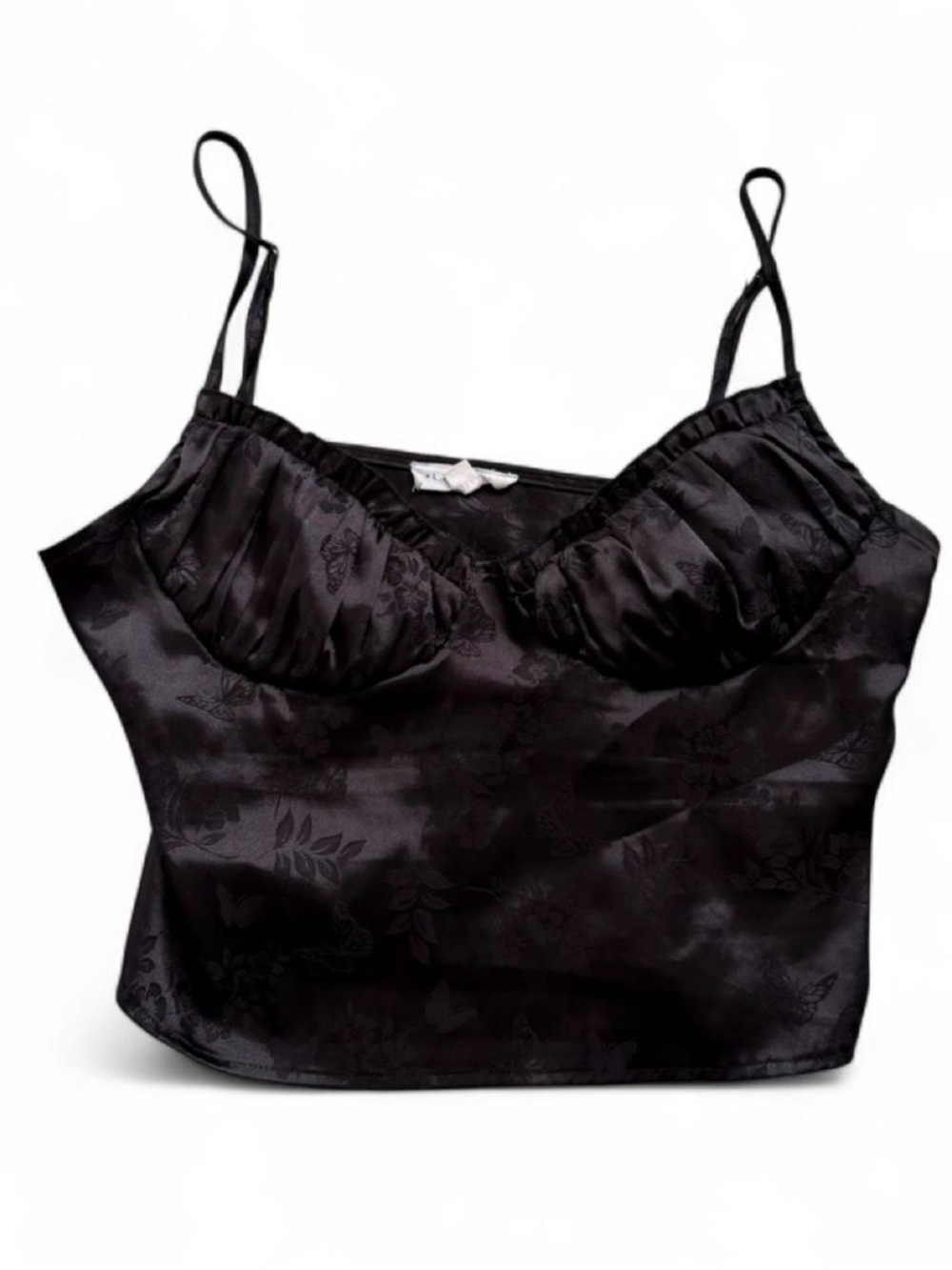 La Hearts Black Satin Floral Camisole